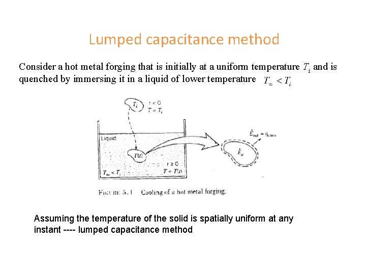 Lumped capacitance method Consider a hot metal forging that is initially at a uniform