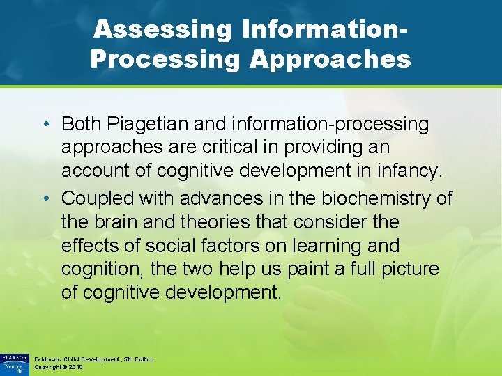 Assessing Information. Processing Approaches • Both Piagetian and information-processing approaches are critical in providing