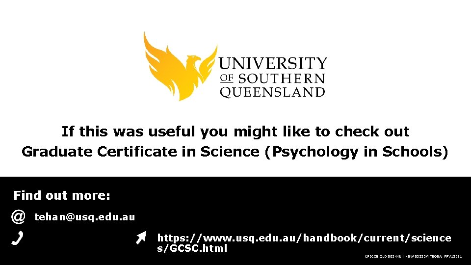If this was useful you might like to check out Graduate Certificate in Science