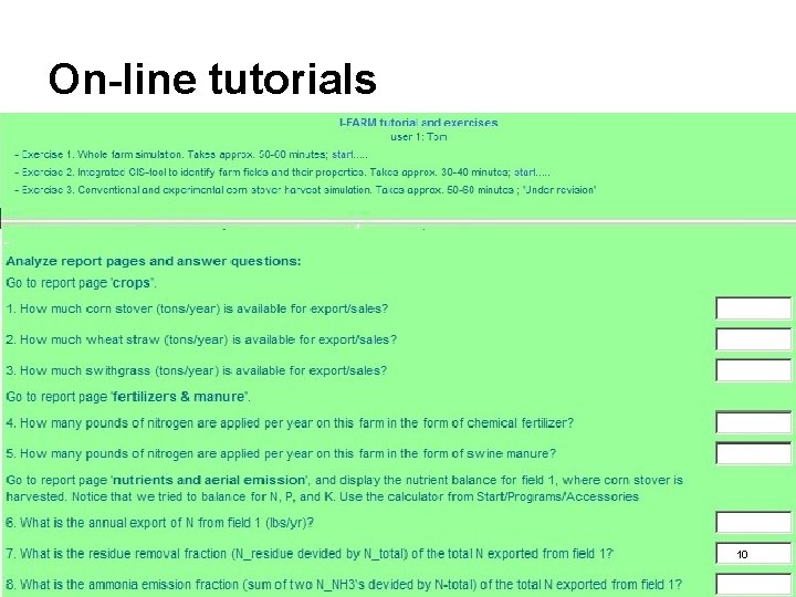 On-line tutorials 10 