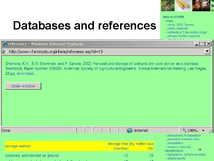 Databases and references 14 