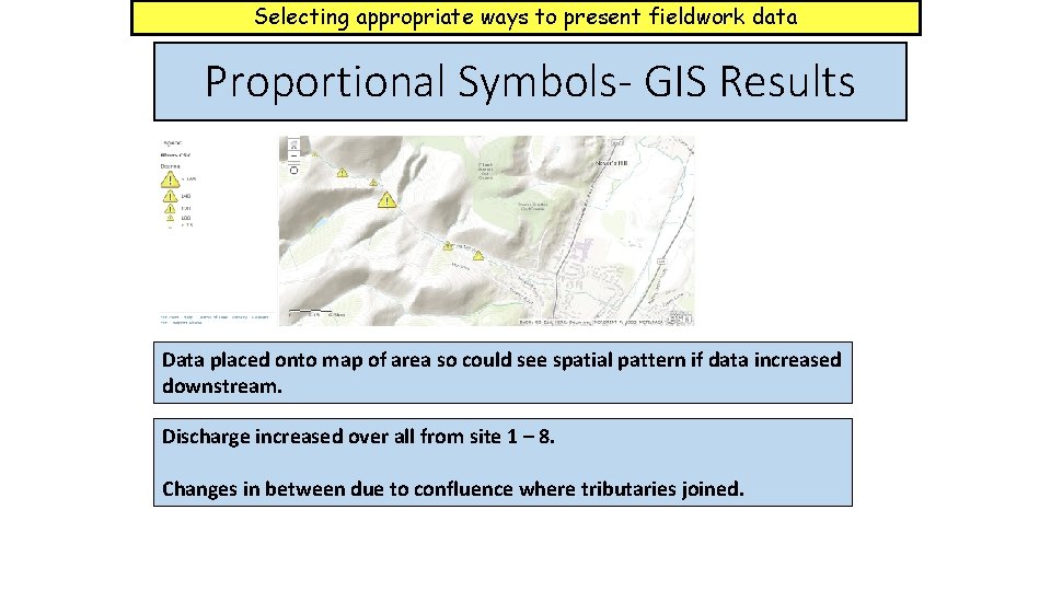 Selecting appropriate ways to present fieldwork data Proportional Symbols- GIS Results Data placed onto Selecting appropriate ways to present fieldwork data Proportional Symbols- GIS Results Data placed onto