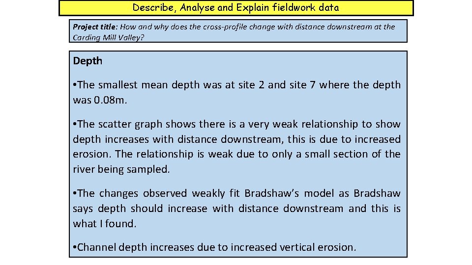 Describe, Analyse and Explain fieldwork data Project title: How and why does the cross-profile Describe, Analyse and Explain fieldwork data Project title: How and why does the cross-profile