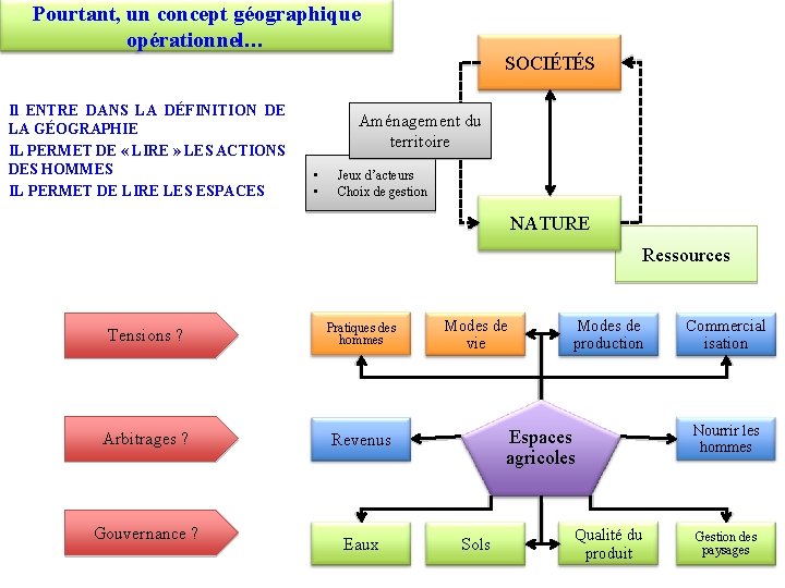 Pourtant, un concept géographique opérationnel… SOCIÉTÉS Il ENTRE DANS LA DÉFINITION DE LA GÉOGRAPHIE