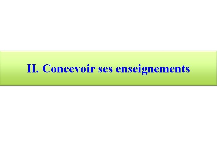 II. Concevoir ses enseignements 