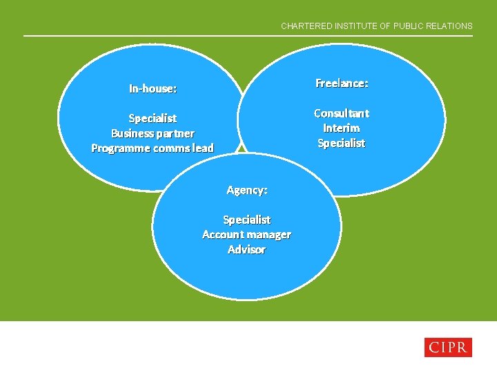 CHARTERED INSTITUTE OF PUBLIC RELATIONS : In-house: Freelance: Specialist Business partner Programme comms lead