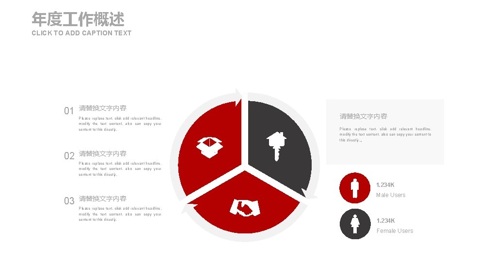 年度 作概述 CLICK TO ADD CAPTION TEXT 01 02 请替换文字内容 Please replace text, click 年度 作概述 CLICK TO ADD CAPTION TEXT 01 02 请替换文字内容 Please replace text, click
