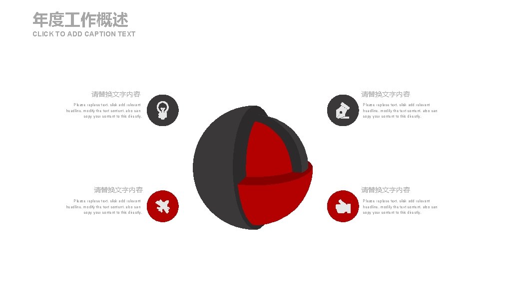 年度 作概述 CLICK TO ADD CAPTION TEXT 请替换文字内容 Please replace text, click add relevant 年度 作概述 CLICK TO ADD CAPTION TEXT 请替换文字内容 Please replace text, click add relevant