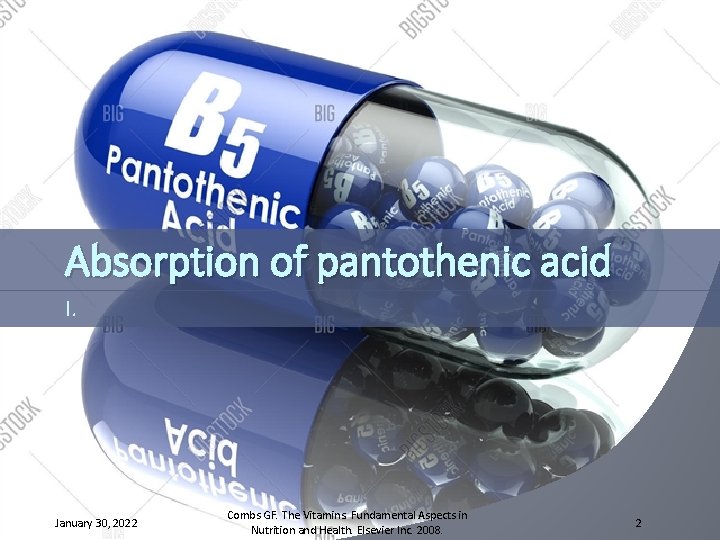 Absorption of pantothenic acid I. January 30, 2022 Combs GF. The Vitamins. Fundamental Aspects