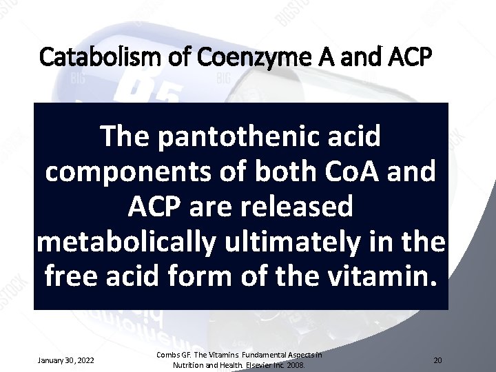 Catabolism of Coenzyme A and ACP The pantothenic acid components of both Co. A