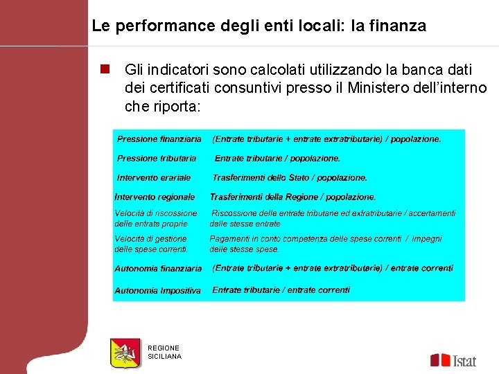 Le performance degli enti locali: la finanza n Gli indicatori sono calcolati utilizzando la