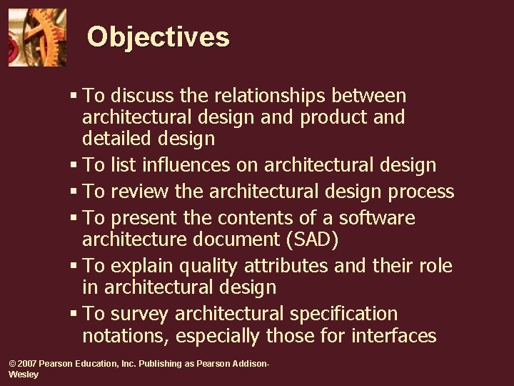 Objectives § To discuss the relationships between architectural design and product and detailed design Objectives § To discuss the relationships between architectural design and product and detailed design