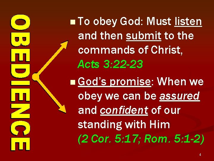 n To obey God: Must listen and then submit to the commands of Christ,