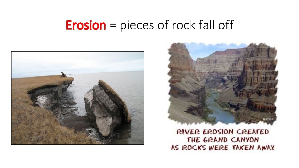 Erosion = pieces of rock fall off 