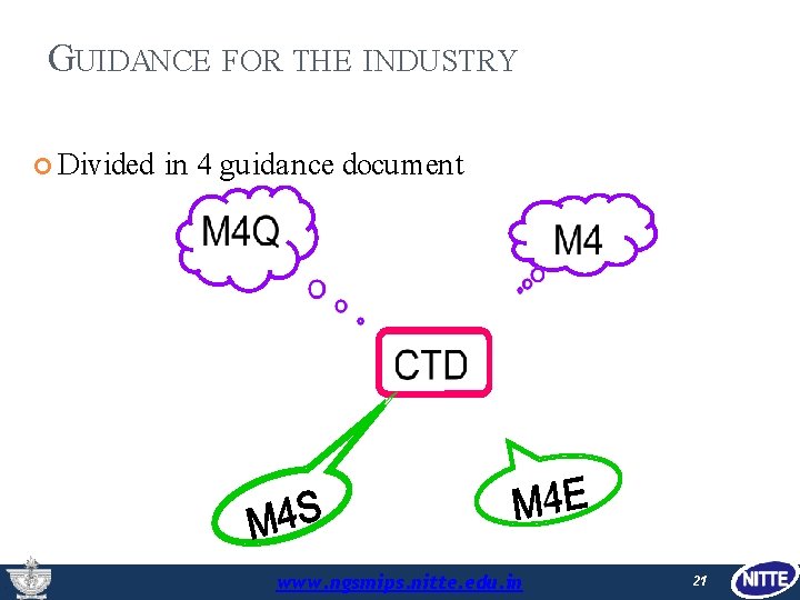 GUIDANCE FOR THE INDUSTRY Divided in 4 gu ida n ce docu men t