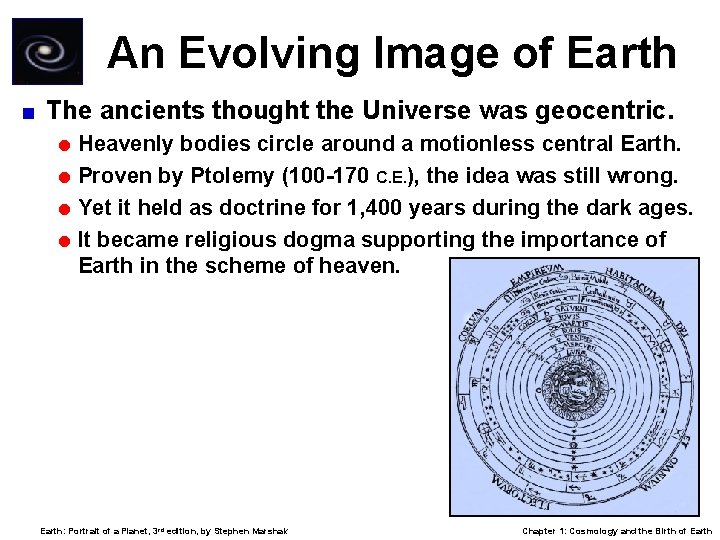 An Evolving Image of Earth < The ancients thought the Universe was geocentric. =