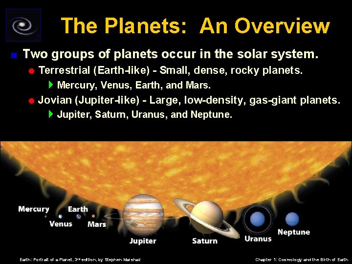 The Planets: An Overview < Two groups of planets occur in the solar system.