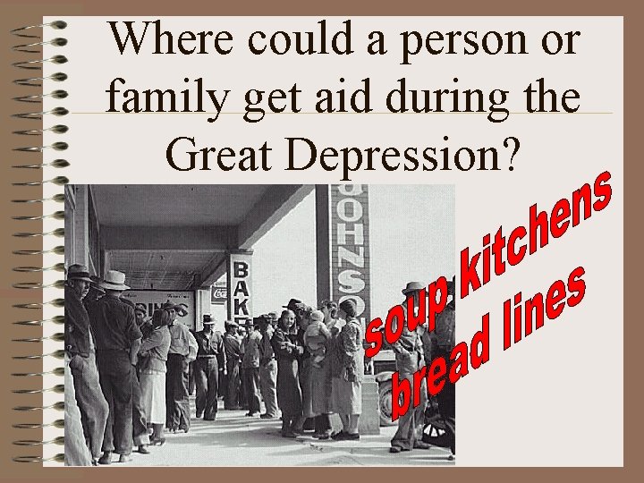 Where could a person or family get aid during the Great Depression? 