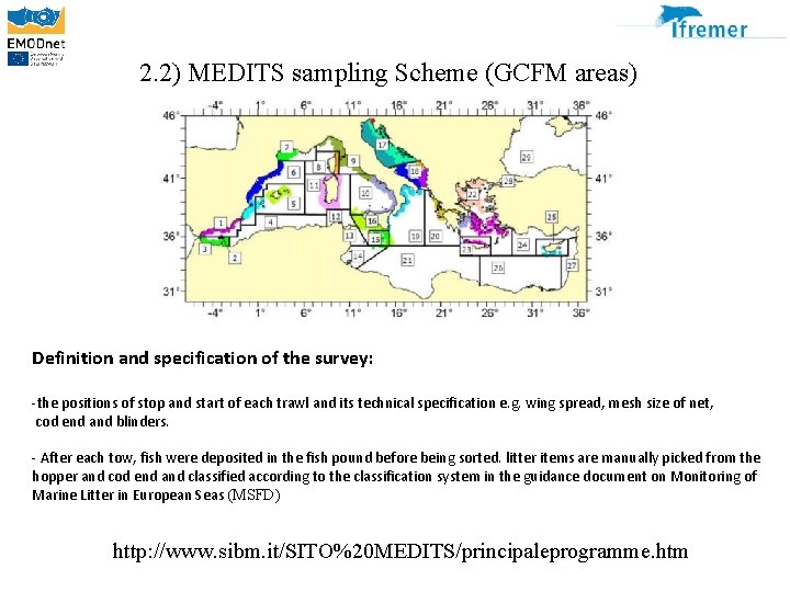 2. 2) MEDITS sampling Scheme (GCFM areas) Definition and specification of the survey: -the