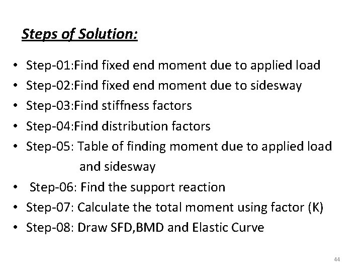 Steps of Solution: Step-01: Find fixed end moment due to applied load Step-02: Find