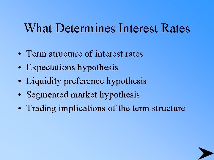 What Determines Interest Rates • • • Term structure of interest rates Expectations hypothesis