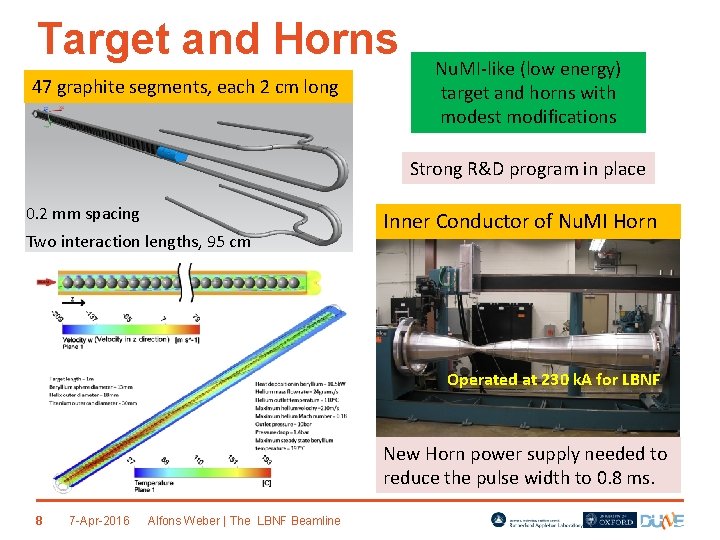 Target and Horns 47 graphite segments, each 2 cm long Nu. MI-like (low energy)