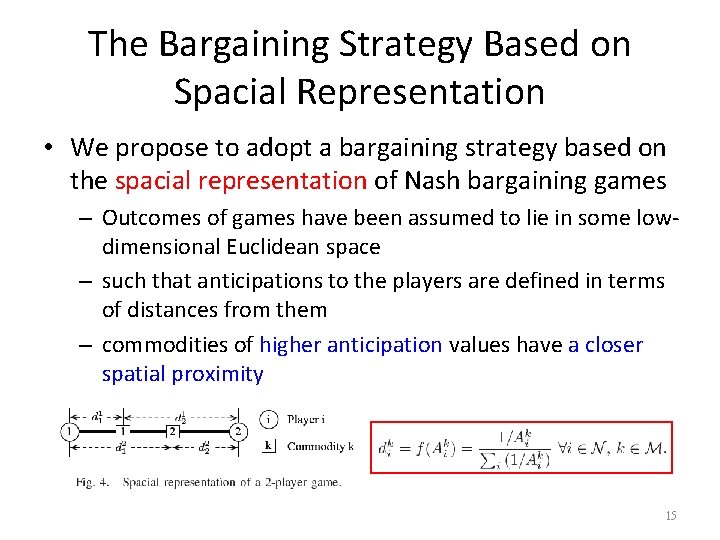 The Bargaining Strategy Based on Spacial Representation • We propose to adopt a bargaining