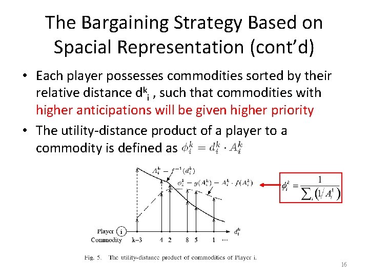 The Bargaining Strategy Based on Spacial Representation (cont’d) • Each player possesses commodities sorted