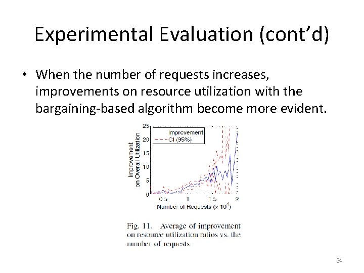 Experimental Evaluation (cont’d) • When the number of requests increases, improvements on resource utilization