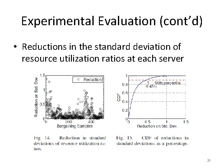 Experimental Evaluation (cont’d) • Reductions in the standard deviation of resource utilization ratios at