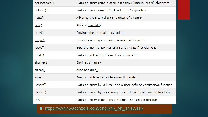  https: //www. w 3 schools. com/php_ref_array. asp 