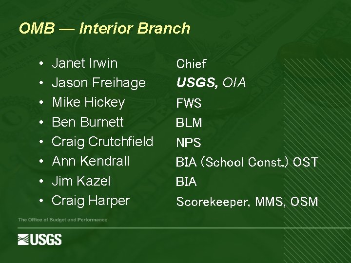 OMB — Interior Branch • • Janet Irwin Jason Freihage Mike Hickey Ben Burnett