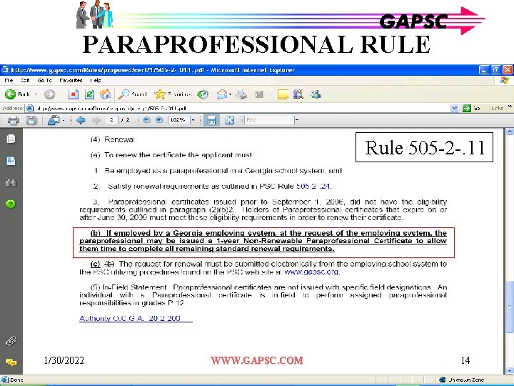 PARAPROFESSIONAL RULE Rule 505 -2 -. 11 1/30/2022 WWW. GAPSC. COM 14 