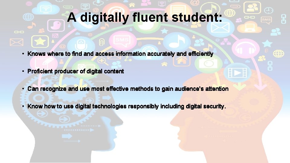 A digitally fluent student: • Knows where to find access information accurately and efficiently