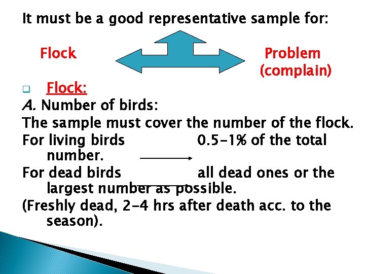 It must be a good representative sample for: Flock Problem (complain) Flock: A. Number
