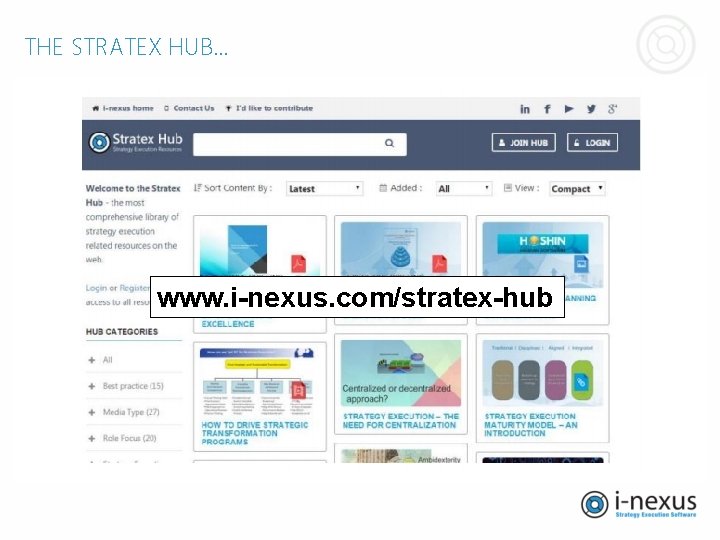 THE STRATEX HUB… www. i-nexus. com/stratex-hub THE STRATEX HUB… www. i-nexus. com/stratex-hub