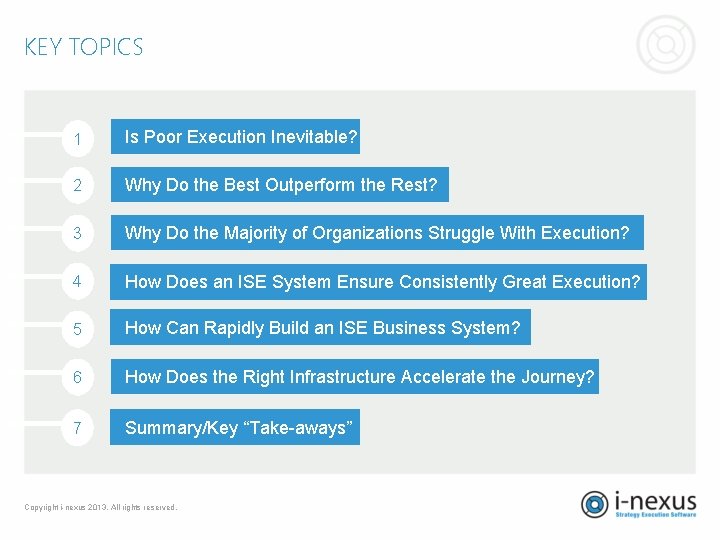 KEY TOPICS 1 Is Poor Execution Inevitable? 2 Why Do the Best Outperform the KEY TOPICS 1 Is Poor Execution Inevitable? 2 Why Do the Best Outperform the