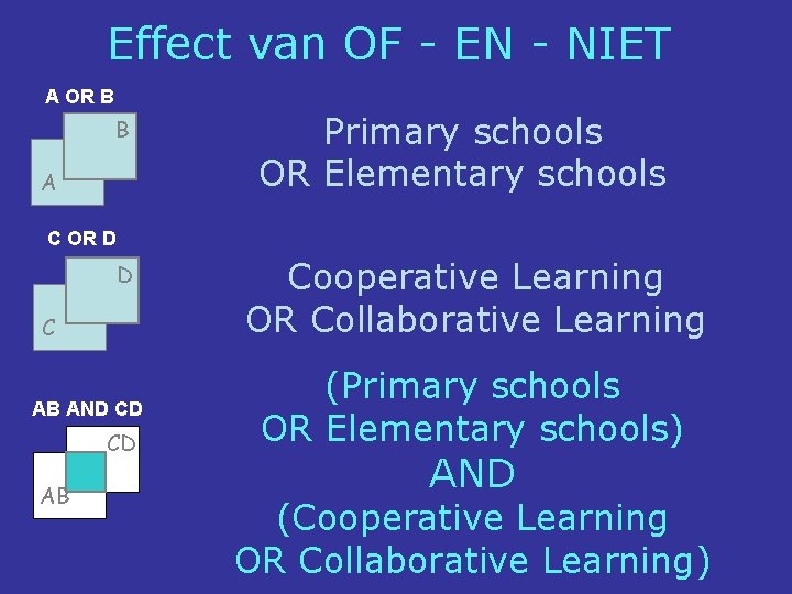 Effect van OF - EN - NIET A OR B B A Primary schools