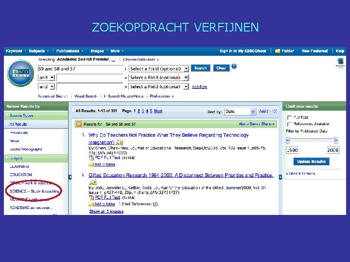 ZOEKOPDRACHT VERFIJNEN 