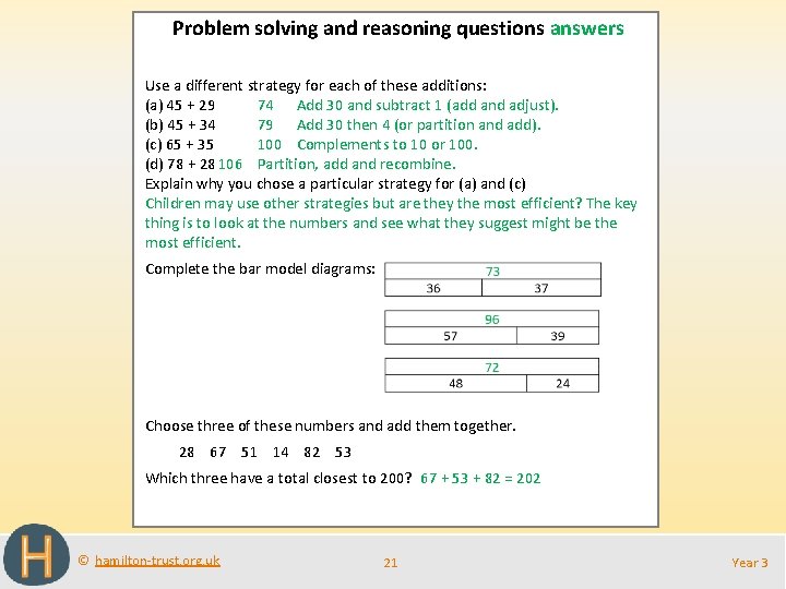 Problem solving and reasoning questions answers Use a different strategy for each of these