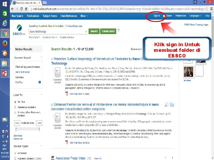 Klik sign in Untuk membuat folder di EBSCO www. ebsco. com 