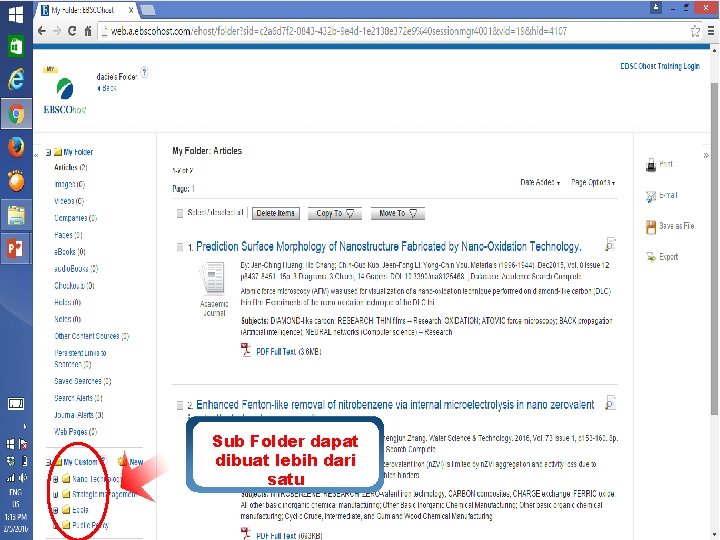 Sub Folder dapat dibuat lebih dari satu www. ebsco. com 