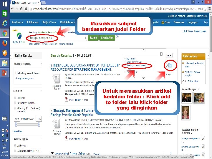 Masukkan subject berdasarkan judul Folder Untuk memasukkan artikel kedalam folder : Klick add to