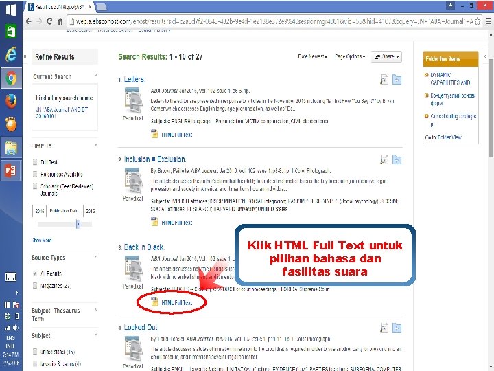 Klik HTML Full Text untuk pilihan bahasa dan fasilitas suara www. ebsco. com 