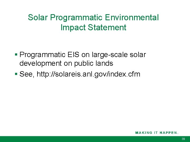 Solar Programmatic Environmental Impact Statement § Programmatic EIS on large-scale solar development on public