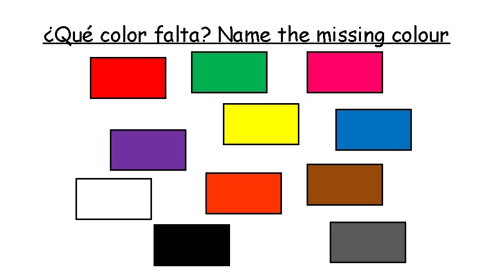 ¿Qué color falta? Name the missing colour 
