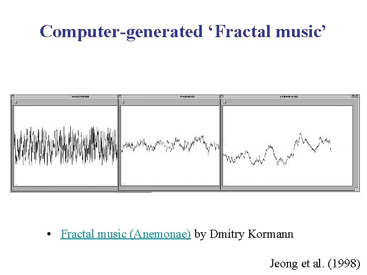 Computer-generated ‘Fractal music’ • Fractal music (Anemonae) by Dmitry Kormann Jeong et al. (1998)