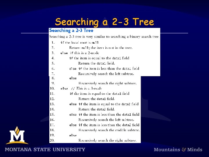 Searching a 2 -3 Tree 