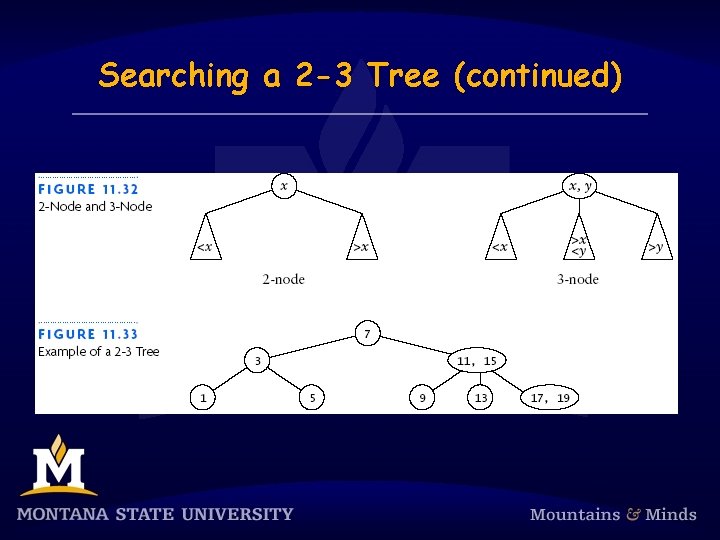 Searching a 2 -3 Tree (continued) 