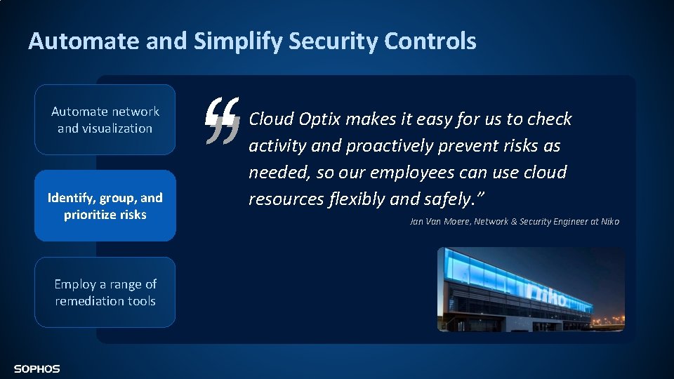 Automate and Simplify Security Controls Identify, group, and prioritize risks Employ a range of